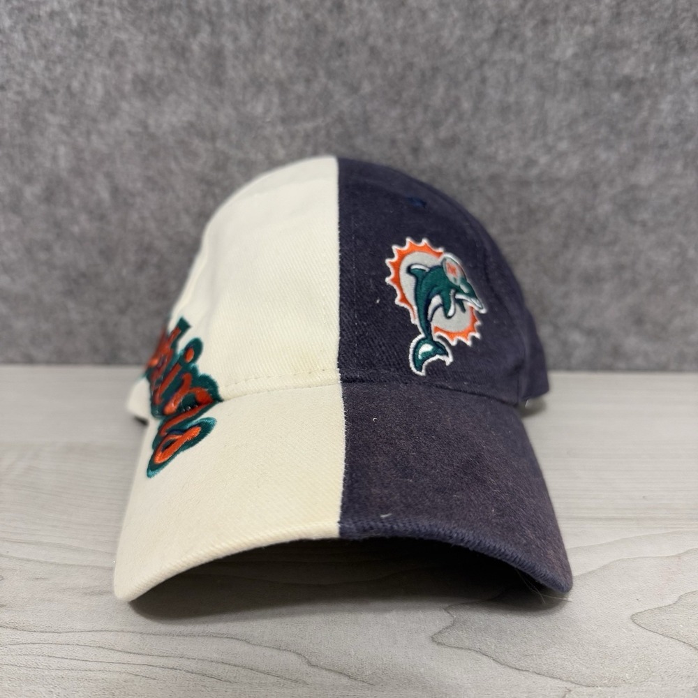 Vintage Miami Dolphins NFL Split Color Hat Dolphins Script Adjustable Strap